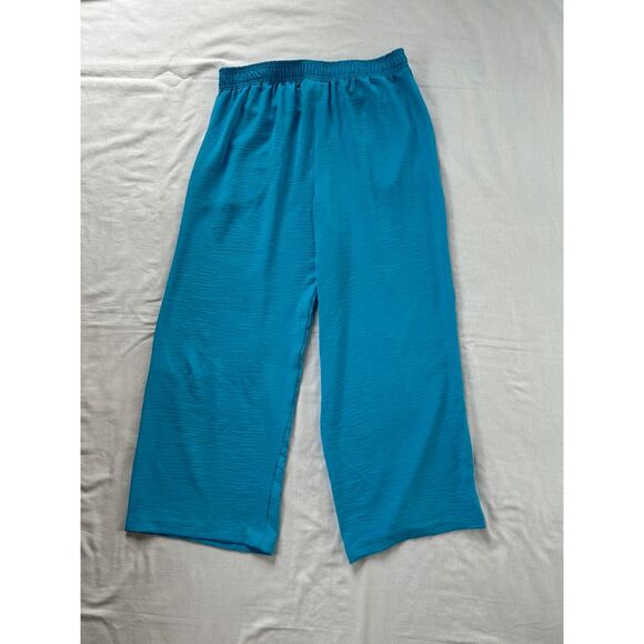 Women's Blue Lightweight Drawstring Summer Pants, Size Large, Wide Leg, Flowy - Picture 5 of 7